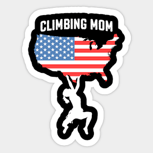 Climbing Mom 4th Of July USA Flag Map Funny Rock Climber Sticker